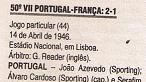 14 Abril 1946 – Cinco jogadores do Belenenses na vitória da Selecção Nacional sobre a França