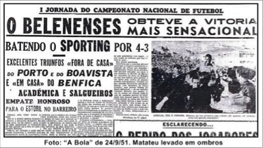 23 de Setembro de 1951 – Estreia de Matateu em jogos oficiais pelo Belenenses