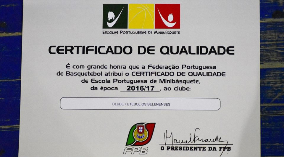 Basquetebol | Certificado de Qualidade