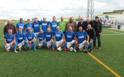 Campeão Manuel Andrade com os Veteranos na festa d’ Os Elvenses