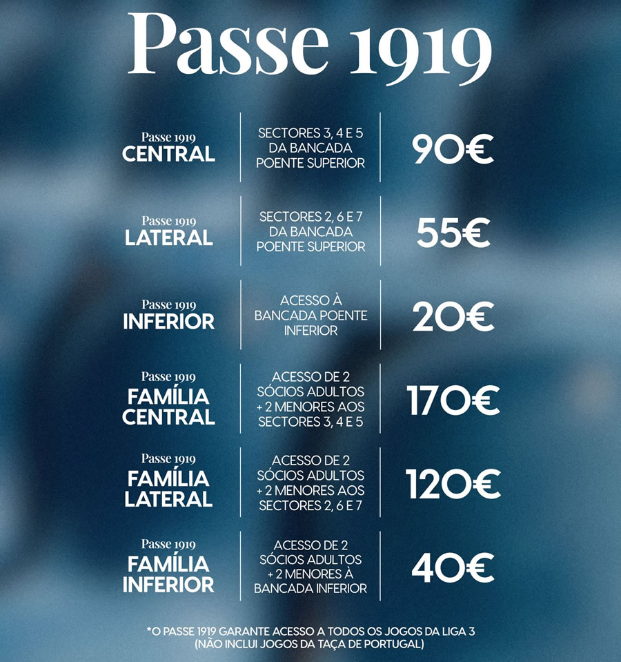 Passe 1919 | Preços 2025/26